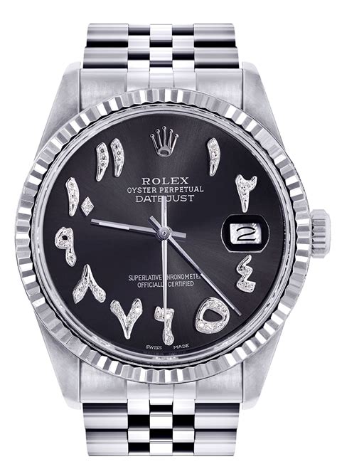 rolex datejust arabic dial black|Rolex Datejust arabic numerals.